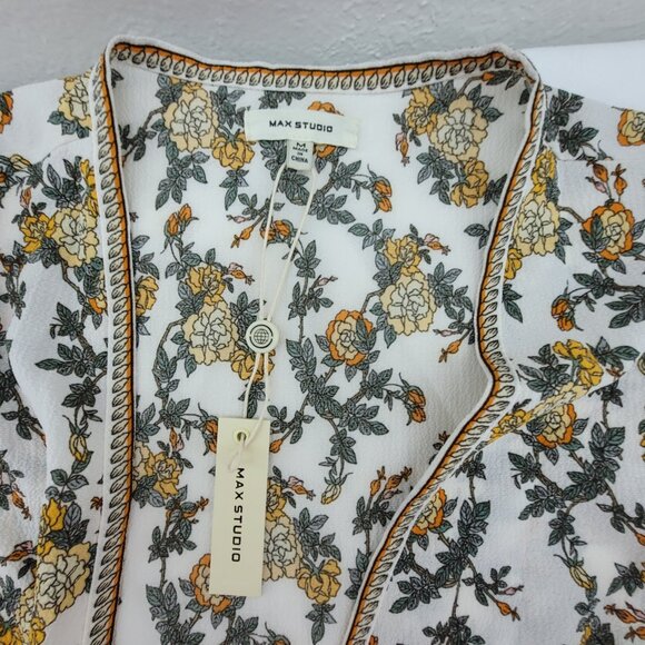 NEW MAX STUDIO Dress Womens M Floral Crepe Wrap Midi Dress Flutter Sleeve NWT - Picture 9 of 16